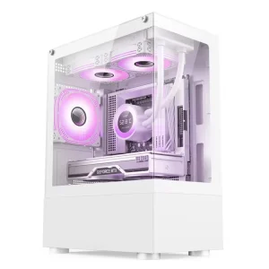 High Airflow Micro ATX Mid Tower Aluminum Alloy Plastic Gaming Computer Case with Glass Side Panel in Stock