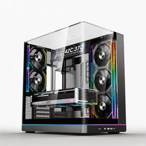 High Airflow Mid Tower ATX Gaming Computer Case Side Panel Window 420mm GPU 360mm Radiator Type-C 8 Fan Positions 7 PCIe