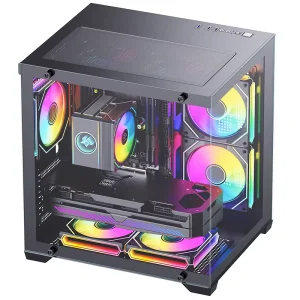 High Airflow Mid Tower Gaming PC Case Aluminum Alloy ATX ITX Tempered Glass Side Panel Dust Filter