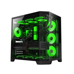 High Airflow Workstation PC Cabinet ATX Mid Tower with 10 Fan Positions Fish Tank Gaming Case