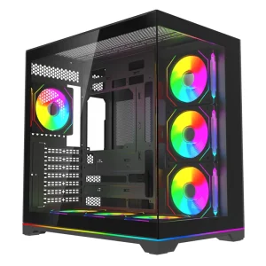 High Dustproof Quality Chasis Front Panel Glass RGB Strip Temperature Display Dustproof Outdoor PC Gaming Anime Computer case