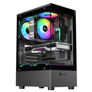 Hobbit Black ATX Mid Tower Computer Case Aluminum Alloy High Airflow Fan Office Gaming