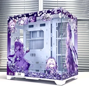Honkai Star Rail Castorice Custom Anime Computer Cases Full Side Tempered Glass Side Sea View Room ATX Mid Tower PC Case