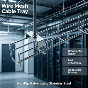 Hot-Dip Galvanized Steel 100x50mm Wire Mesh Cable Tray for Industrial and Commercial Construction Cable Laying