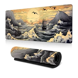 Hot Japanese Wave Mouse Pad Large Desk Pad Kanagawa Gaming Non slip Table Mat