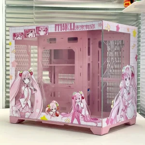 Hot New pink PC case Hatsunes Miku Anime Game Customized case Supports M ATX Motherboard 360 Cooler Computer Cases Cool