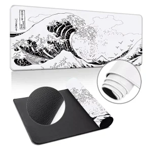 Hot Selling Sea Wave Mouse Pad Large Games Kanagawa Large Keyboard Mouse Mat Sewn Edge Xl Desk Pad Computer Mouse Pad