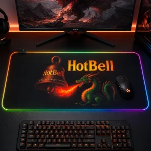 Hotbell RGB Gaming Mouse Pad Large Anime Desk Mat LED Extended Keyboard Mouse Pad FPS Esports Custom Design