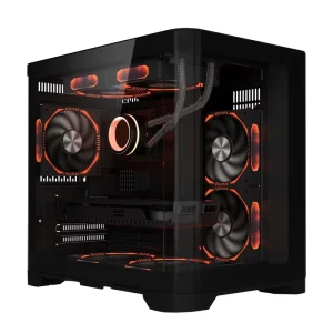 ITX ATX Full Tower Desktop PC Case with LCD Acrylic Panel Cooling