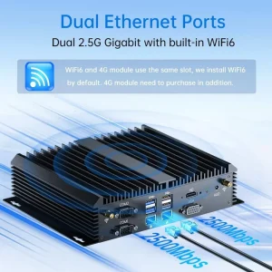 Industrial Computer Accessories Core i7 8550U 256GB RAM 16GB SSD Fanless Chassis Wi Fi 6 Dual LAN