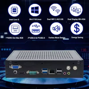Industrial Mini Computer Pc Intel Core I5 4GB RAM 128GB SSD 5G Wifi Win 10 Linux Ubuntu ITX Small Pc Mini Pcs