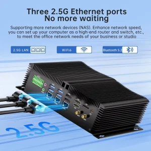 Industrial Mini PC Fanless Core I7 1355U 10 Cores Windows 11 Pro 32GB DDR5 RAM 512GB NVMe SSD