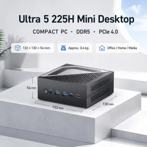 Intel Core Ultra 5 225H AI Mini PC with Arc Graphics USB4 Dual 2.5G LAN DDR5