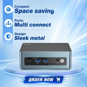 Intel Ultra 5 225H AI Mini PC 8GB DDR5 256GB NVMe SSD Silent Gaming Desktop Win11 Linux Dual Boot for Office