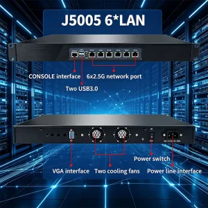 J5005 J6412 1U Rack Network Server Case with 6 LAN Ports WiFi Appliance Hardware Enterprise VPN Router Firewall