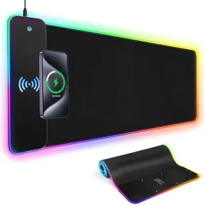 JEDI Wireless Charging RGB Gaming Mouse Pad 15W Wireless Charger Large RGB Desk Mat for Gaming Gift OEM