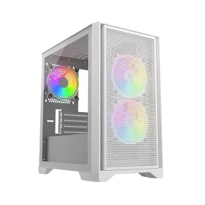 JNP A03W Mid Tower MATX Computer Case with Tempered Glass Side Panel for Gaming PC
