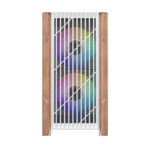JNP A08W Wood Panel Mid Tower ATX Computer Case Gaming PC Chassis With Tempered Glass