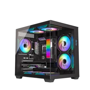 JNP Custom Computer Parts Verified Suppliers MicroATX Metal Mid Tower Gaming PC Case Digital Display 280mm Liquid Cooler Side