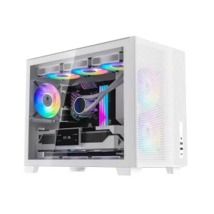 JNP Desktop Custom PC Gaming Computer Cases Tempered Glass Mid tower Chassis for Gaming or General Use