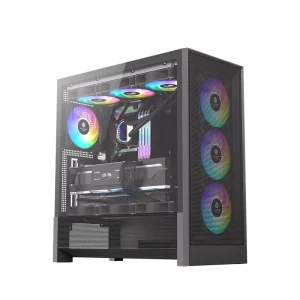 JNP Verified Supplier Full Tower PC Gaming Case Side Panel Window EATX USB Front Ports TG Glass ARGB Fans Iron Mesh Steel