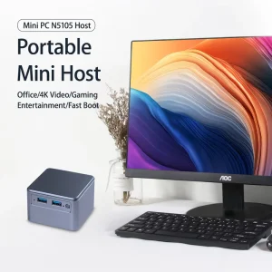 Jasper Lake N5105 Fanless Mini PC, Ethernet, 4K, WiFi, Type-C, HTPC, Win10