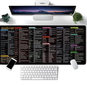 JavaScript Cheat Sheet Large Mouse Pad for Programmers Web Developers Extended Desk Mat with Non Slip Rubber Base