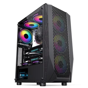 K327 ATX Mid Tower Computer Case with Tempered Glass Side Panel and Dust Filter