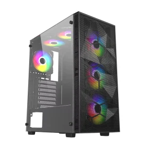 KINPOWER Gaming PC Case Mid Tower Mesh Panel Tempered Glass Custom Logo Gaming Computer Cases