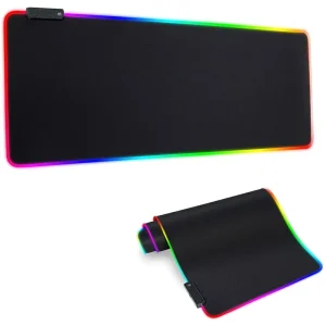 LED Gaming Mouse Pad Rainbow Light Modes Ergonomic Non-Slip Rubber