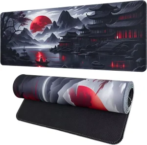 Large Gaming Mouse Pad Anime Black Mousepad with Stitched Edges Expanded Cool Desk Mat Suitable RHome Office 31.5 X 11.8 Inch