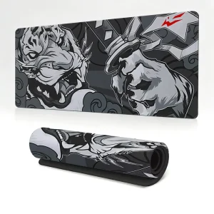 Large Gaming Mouse Pad Japanese Tiger Samurai Design Non-Slip Rubber Base Extended Desk Mat Keyboard Mouse Stitched Edges