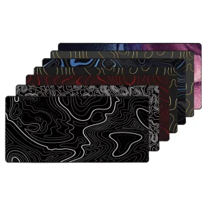 Large Gaming Mouse Pad with Anti Slip Rubber Base Blue Topographic Line Design Water Resistant for Home Office Use