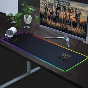 Large RGB LED Light Mouse Mat Pad Durable Anti Slip Gaming Mousepad with Waterproof Rubber Base Heated Style 4mm Thickness