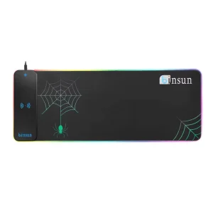 Large RGB Waterproof Rubber Gaming Mouse Pad with 15W Wireless Charger
