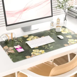 Large Size One Sided Gaming PVC Leather Mouse Pad Mat Chamois Leather Ergonomic Anti slip Water Resistant with Wrist Rest Stock
