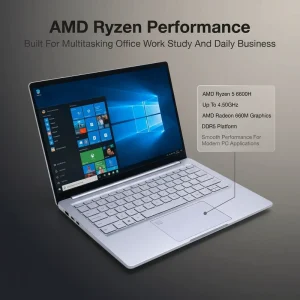 Lightweight Laptop Notebook Computer AMD Ryzen 5 6600H 14.1 Inch 2240×1440 Display 24GB LPDDR5 1TB SSD OEM ODM Brand Supply