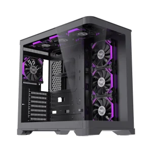 Lovingcool Hot Selling Design Black Pc Case for Gamer Atx Computer Cases & Towers With Tempered Curved Glass Panel Cabinet Pc