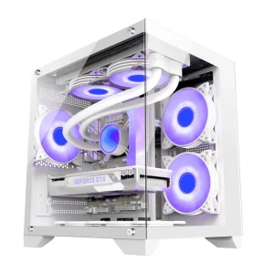 Lovingcool Manufacturer Custom White Micro ATX Computer Case Towers RGB Gamer PC Cabinet Chassis Desktop Casings Gaming PC Case