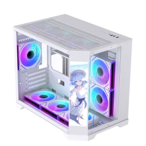 Lovingcool New Style Oversize 9.16Inch LCD Screen Mid Tower Gaming Micro ATX Mini ITX Computer PC Case Support ARGB Cooling Fans
