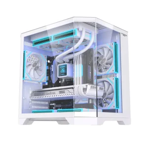 Lovingcool OEM Gaming PC Case White Gaming Casing PC Cabinet MATX Computer Cases Mid Towers Case PC with Tempered Glass