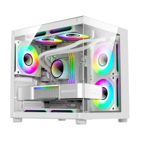 M-ATX Gaming PC Case, Tempered Glass, 240mm Water-Cooling Support