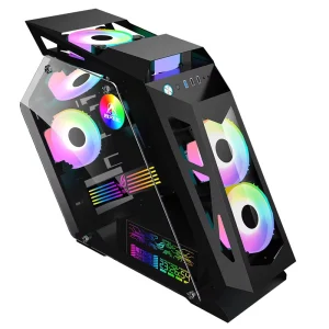 M-ATX Mid Tower Gaming PC Case with RGB Lighting, USB 3.0, and Tempered Glass