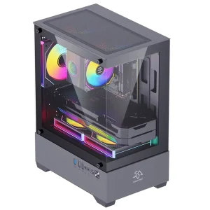 M-ATX Mini-ITX Computer Case Gaming Tower Tempered Glass Office PC Case Black
