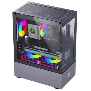 M-ATX Mini-ITX Computer Case Gaming Tower Tempered Glass PC Case Black