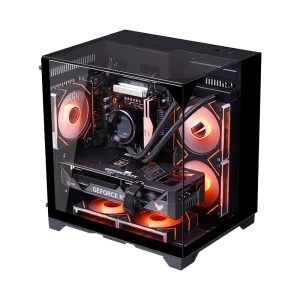M-ATX240 Mid Tower Water-Cooled PC Case with Tempered Glass and Plastic Construction