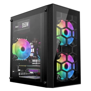 M02 Micro ATX Mid Tower Computer Case Tempered Glass Side and Front Panels Supports 3 Fans