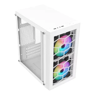 M02 Micro-ATX Mid Tower Gaming Computer Case with Honeycomb Design and Side Window