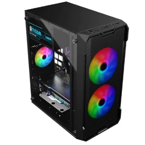 M168-3 Mid Tower Gaming PC Case with Tempered Glass and Mesh Front Panel