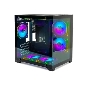 MANMU Black MicroATX CPU Desktop Gaming Case Aluminum Alloy Steel Mid Tower USB 3.0 5 Expansion Slots Side Panel Window